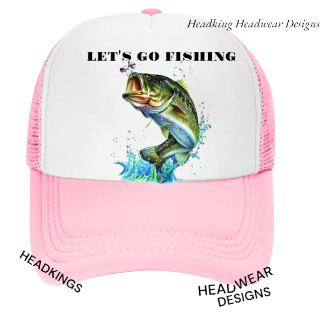 Fishing Hat Adjustable Snapback Trucker Hat Let's Go Fishing Hat Sea Fish Bait