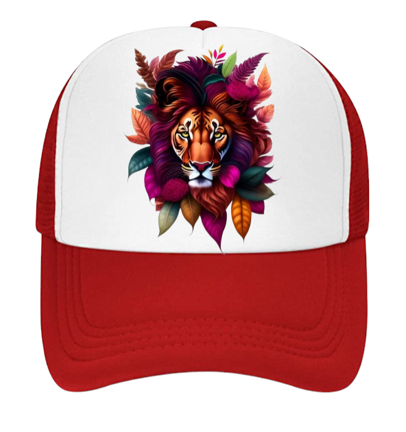 Lion Hat Animal Love Trucker Hat Adjustable Snapback Floral Lion Hat