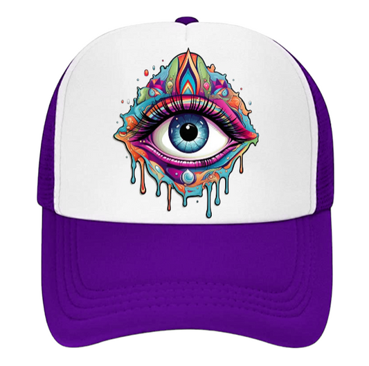 Third Eye Hat Adjustable Snapback Trucker Hat Dimensional Multicolored Third Eye
