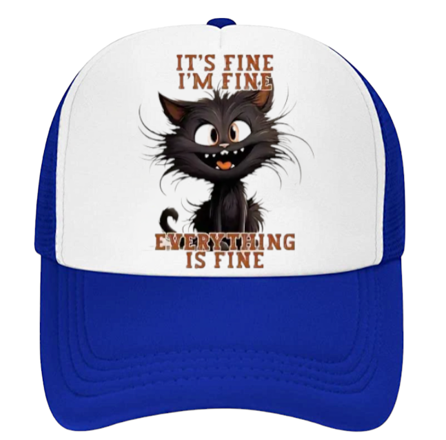 Funny Hat Cat Hat It's Fine I'm Fine Everything Is Fine Surprised Sarcastic Hat