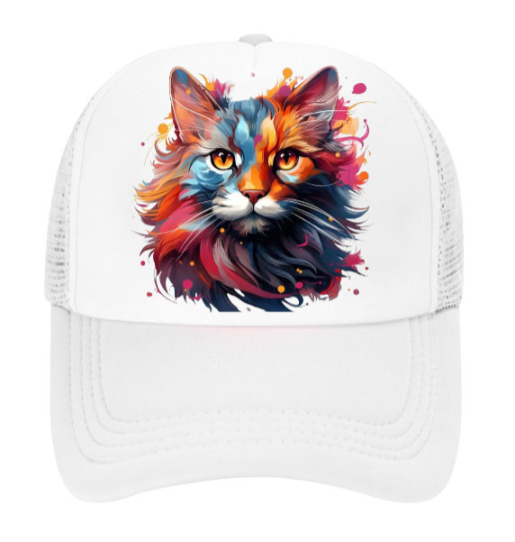 Cat Hat Baseball Hat Trucker Hat Adjustable Snapback Hat Floral Colorful Cat