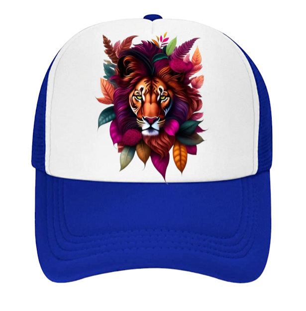 Lion Hat Animal Love Trucker Hat Adjustable Snapback Floral Lion Hat