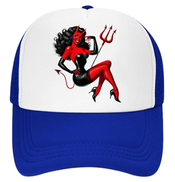 Cute Devil Hat Adjustable Snapback Trucker Hat Beautiful Cute Devil Lady in Red