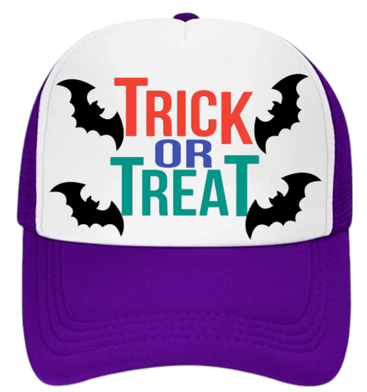 Trick Or Treat Halloween Hat Adjustable Snapback Trucker Hat 4 Bats Halloween