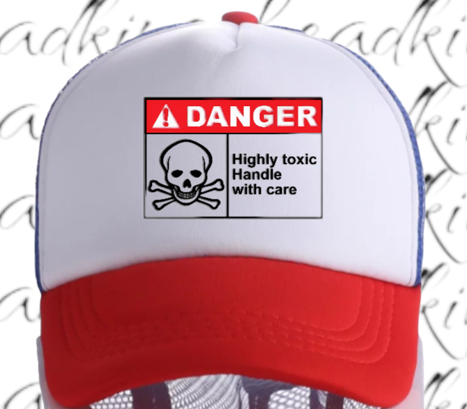 Funny Hat Adjustable Trucker Hat Safety Hat Danger Warning Sign Hat Toxic Love