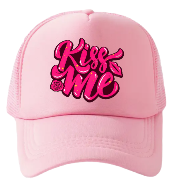 Valentines Day Hat Trucker Adjustable Hat Snapback Playful Funny Kiss Me Hat