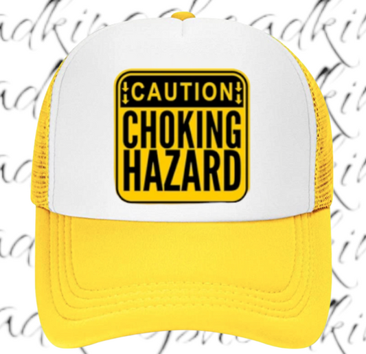 Caution Chocking Hazard Hat Adjustable Trucker Hat Playful Safety Funny Hat