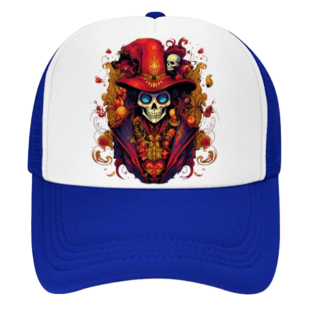 Skull Baseball Hat Colorful Dressed Trucker Hat Adjustable Snapback Unisex Hat