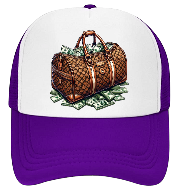 Dollars Hat Adjustable Snapback Trucker Hat Hustle Grind Riches Money Bags Hat