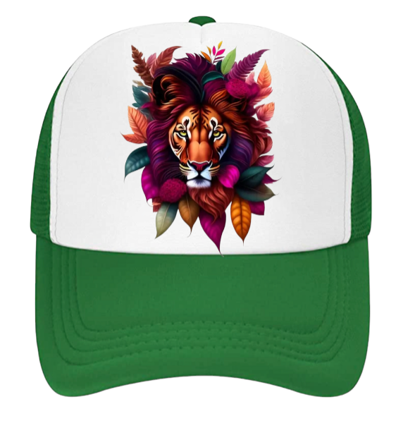 Lion Hat Animal Love Trucker Hat Adjustable Snapback Floral Lion Hat