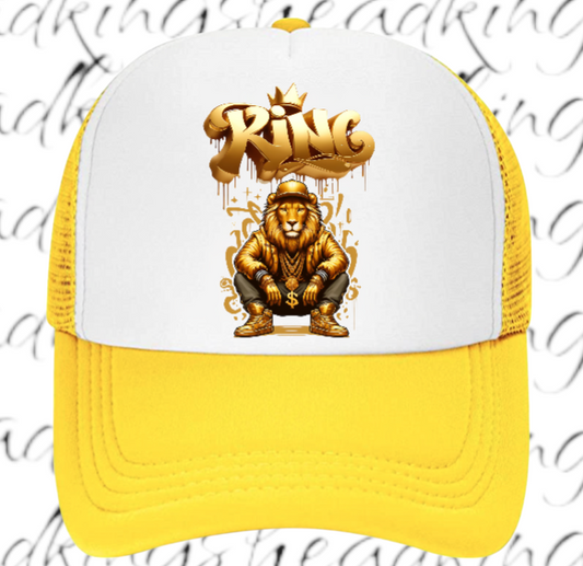 Lion King Adjustable Snapback Trucker Hat Gangster Crown Lion King Dollar Chain