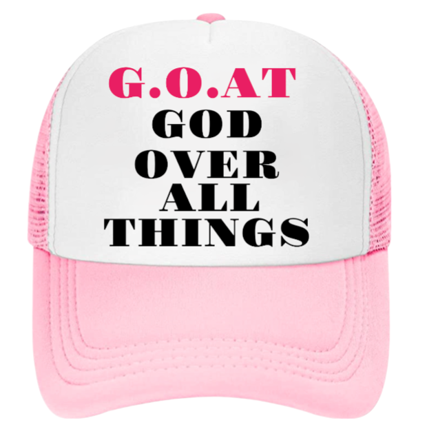 G.O.A.T Hat Adjustable Snapback Trucker Hat God Over All Things Church Faith Hat