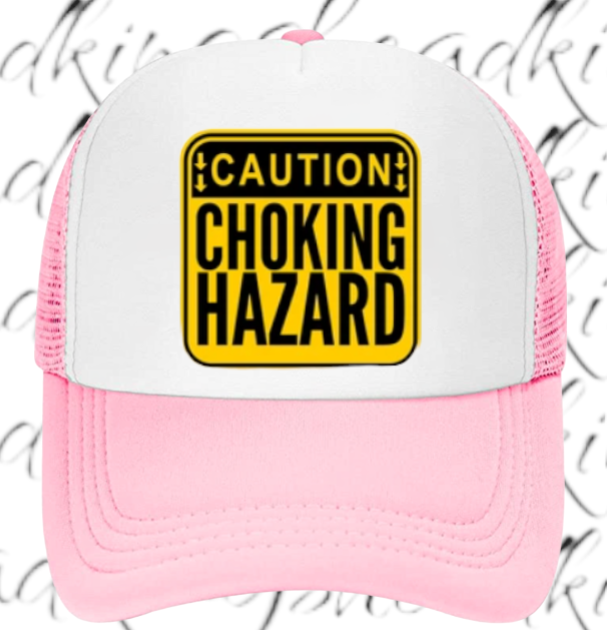 Caution Chocking Hazard Hat Adjustable Trucker Hat Playful Safety Funny Hat