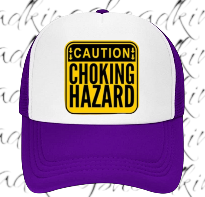Caution Chocking Hazard Hat Adjustable Trucker Hat Playful Safety Funny Hat