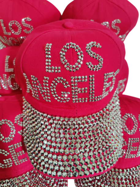 Los Angeles Hat Crystals Adjustable LA Baseball Hat with Crystals Women Hat Gift