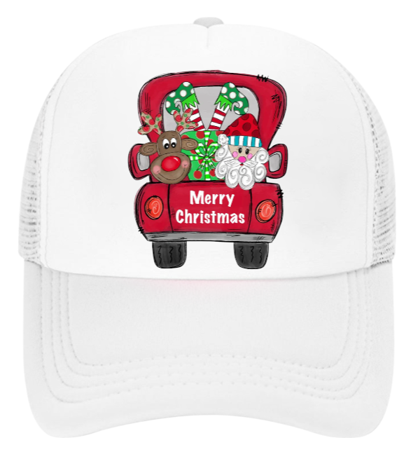 Santa Hat Adjustable Snapback Trucker Hat Santa Gift Elf Deer Christmas Gift Hat