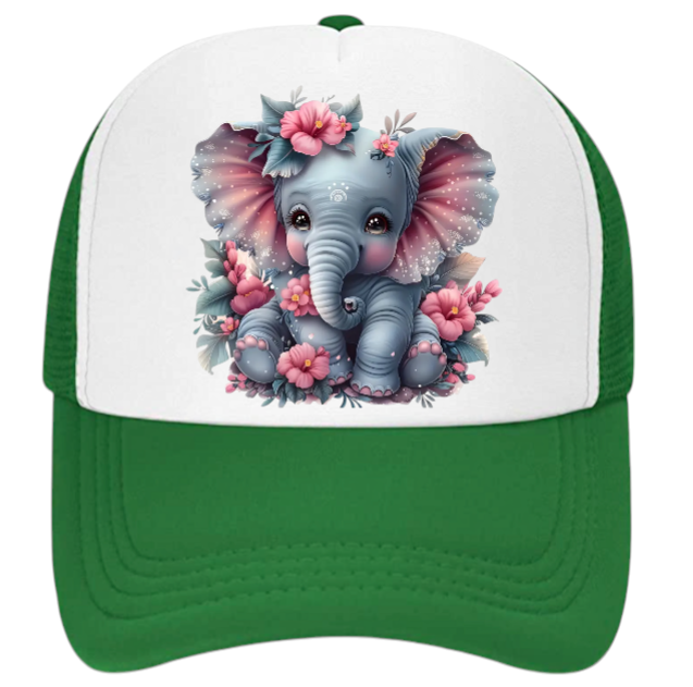 Anime Elephant Adjustable Snapback Trucker Hat Cute Elephant Colorful Funny Hat