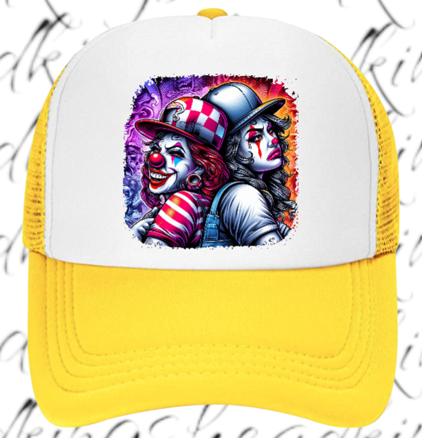 Funny Hat Laugh Now Cry Later Adjustable Snapback Trucker Hat Colorful Clown Hat