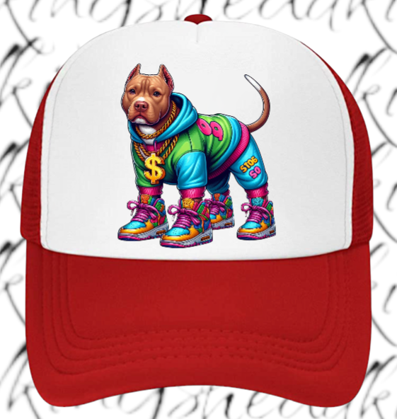 Dog Hat Adjustable Snapback Trucker Hat Gangster Dog Sneakers Dog Bulldog