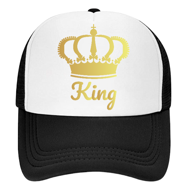 King Hat Queen Hat Adjustable Trucker Hat Couples Hat Crown Wedding Gift Love
