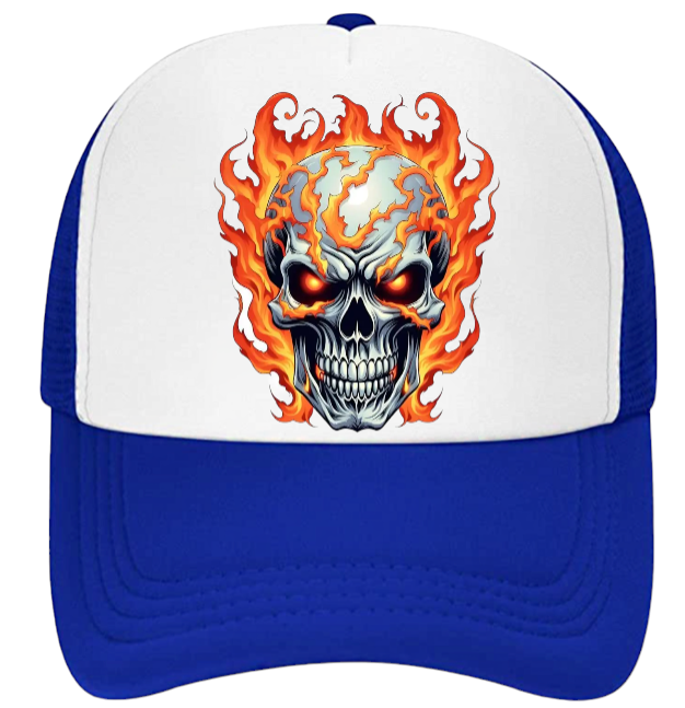 Burning Skull Hat Adjustable Snapback Trucker Hat Burning Skull Fire Skull Hat