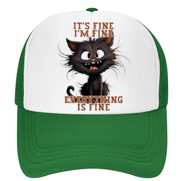 Funny Hat Cat Hat It's Fine I'm Fine Everything Is Fine Surprised Sarcastic Hat