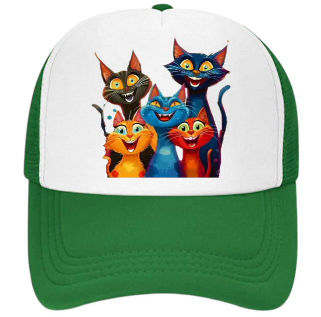 Cat Hat Adjustable Snapback Trucker Hat Smiling Cute Cat Family Cat Lovers Hat
