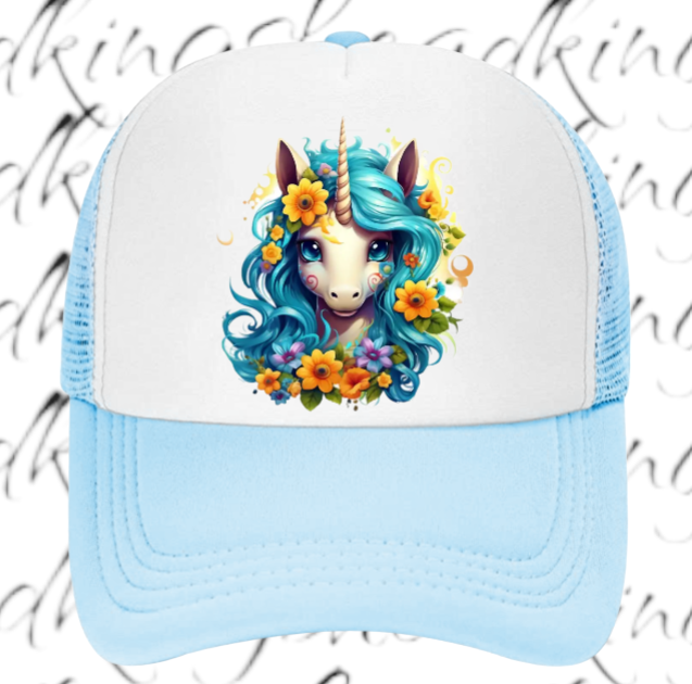 Anime Unicorn Hat Adjustable Snapback Trucker Hat Cute Baby Unicorn Floral Hat