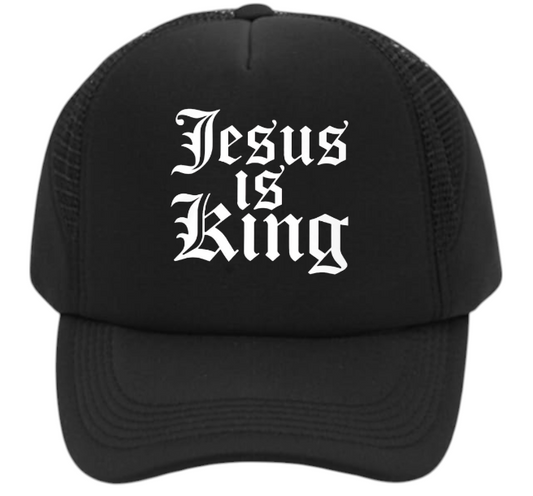 Jesus Is King Hat Adjustable Snapback Trucker Hat Religious Prayers Faith Bless