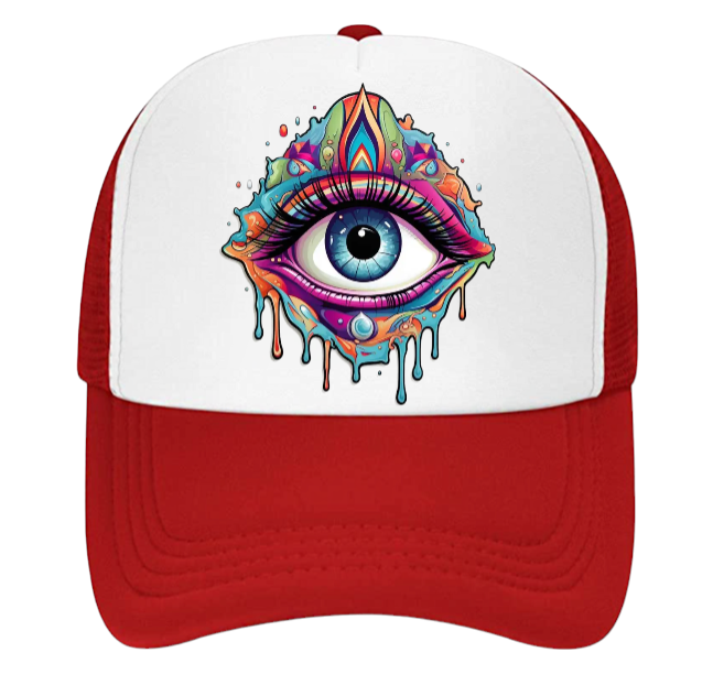 Third Eye Hat Adjustable Snapback Trucker Hat Dimensional Multicolored Third Eye