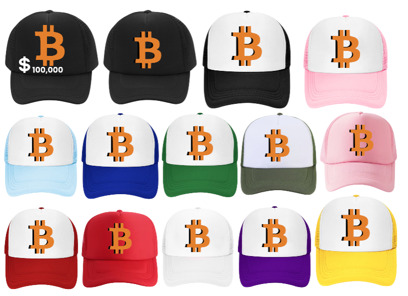 Bitcoin Cryptocurrency Hat Adjustable Snapback Trucker Hat Bitcoin $100,000 Hat