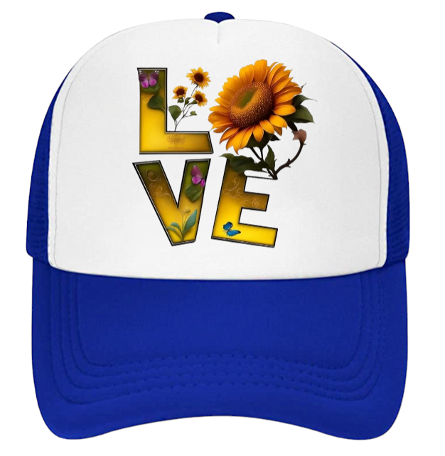 Love Baseball Hat Sunflower Trucker Hat Adjustable Snapback Hat Unisex Hat
