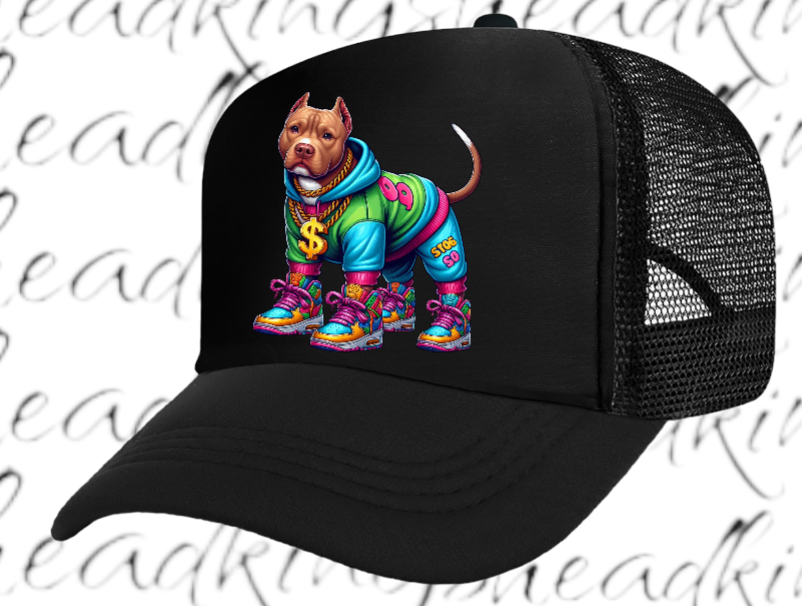 Dog Hat Adjustable Snapback Trucker Hat Gangster Dog Sneakers Dog Bulldog