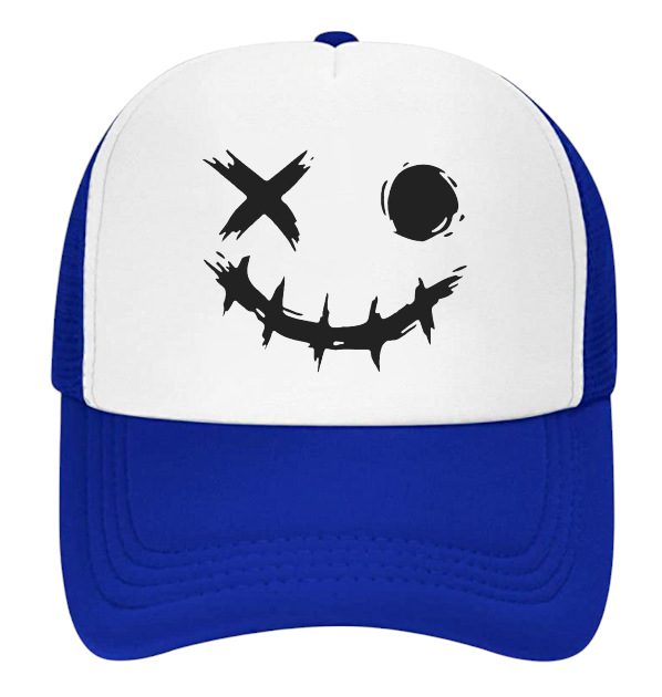 Discontinued X Hat Adjustable Snapback Trucker Hat Wink Smiley Face Skeleton Hat