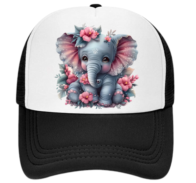 Anime Elephant Adjustable Snapback Trucker Hat Cute Elephant Colorful Funny Hat