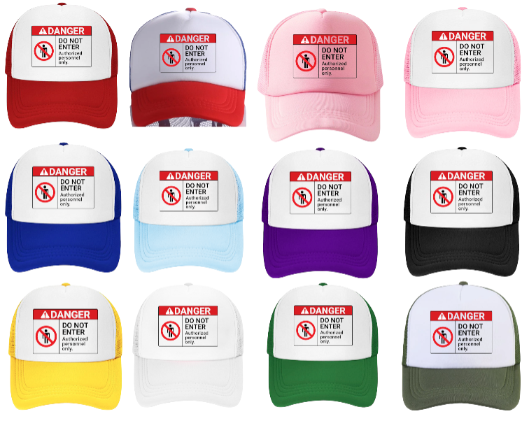 Caution Chocking Hazard Hat Adjustable Trucker Hat Playful Safety Funny Hat