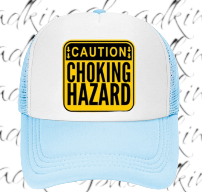 Caution Chocking Hazard Hat Adjustable Trucker Hat Playful Safety Funny Hat