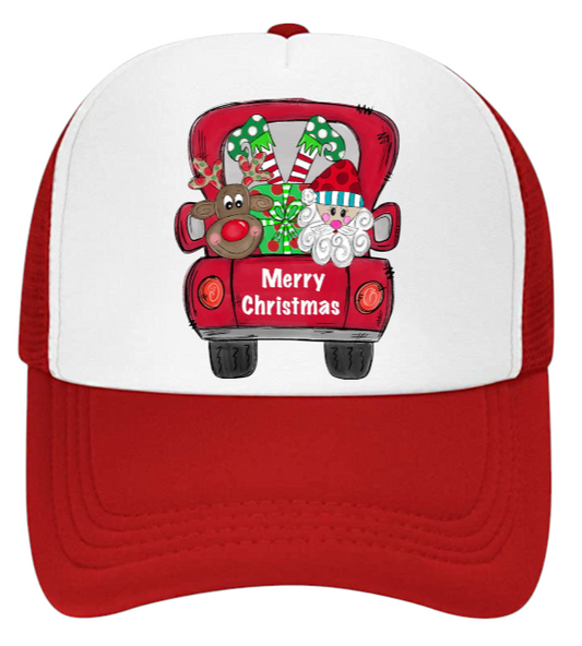 Santa Hat Adjustable Snapback Trucker Hat Santa Gift Elf Deer Christmas Gift Hat