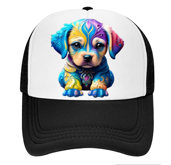 Cute Dog Hat Adjustable Snapback Trucker Hat Colorful Puppy Gift for Dog Owner