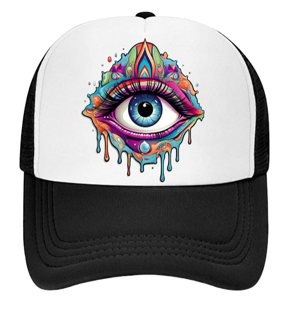 Third Eye Hat Adjustable Snapback Trucker Hat Dimensional Multicolored Third Eye