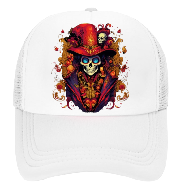 Skull Baseball Hat Colorful Dressed Trucker Hat Adjustable Snapback Unisex Hat