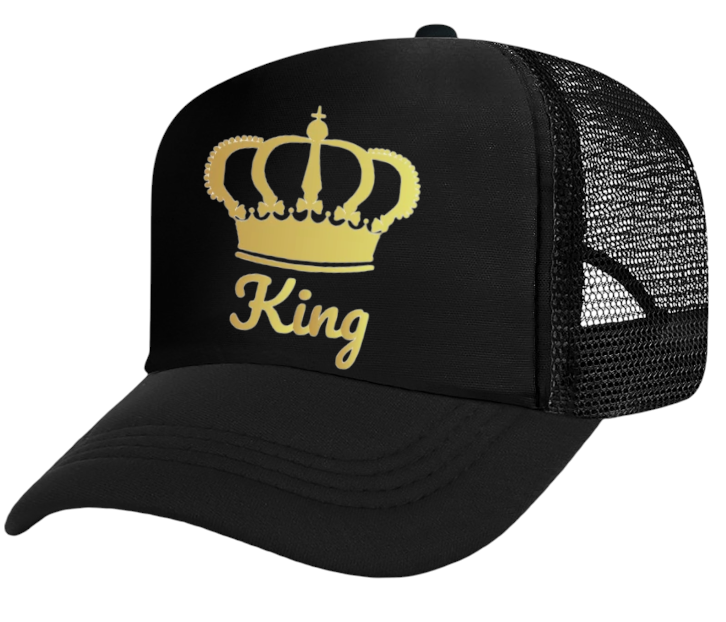 King Hat Queen Hat Adjustable Trucker Hat Couples Hat Crown Wedding Gift Love
