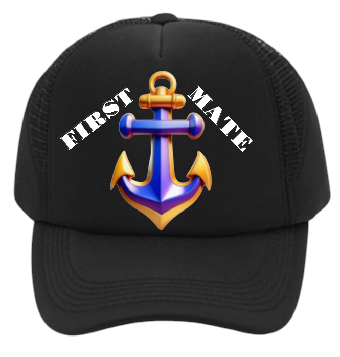 Captain Hat First Mate Hate Adjustable Snapback Trucker Hat Colorful Sea Anchor
