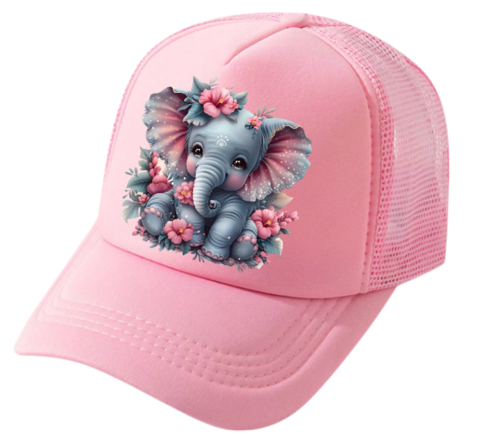 Anime Elephant Adjustable Snapback Trucker Hat Cute Elephant Colorful Funny Hat