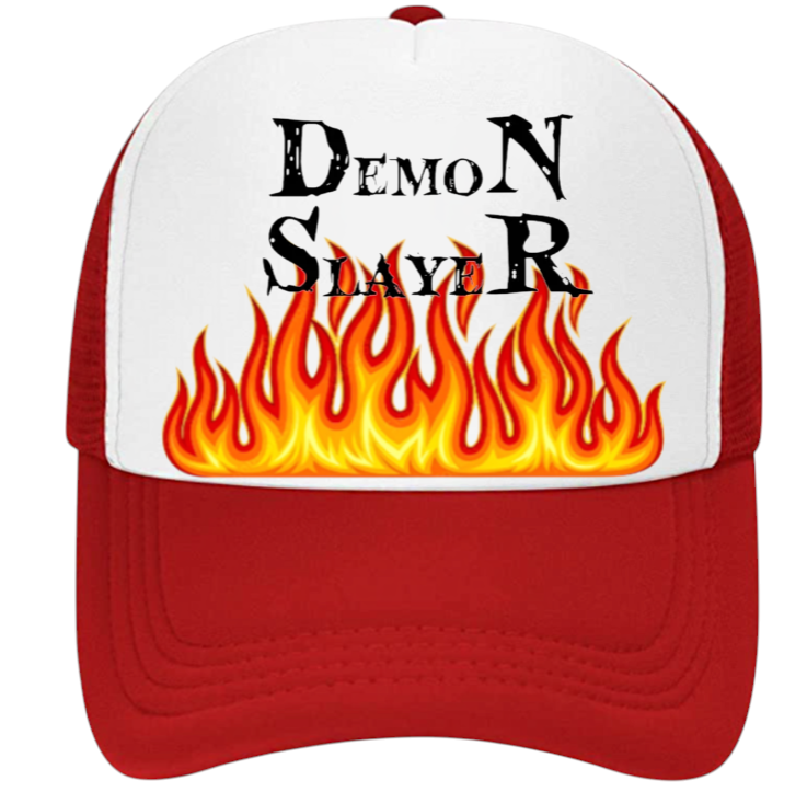 Demon Slayer Hat Adjustable Snapback Trucker Hat Anime Superhero Hat Fire Flames