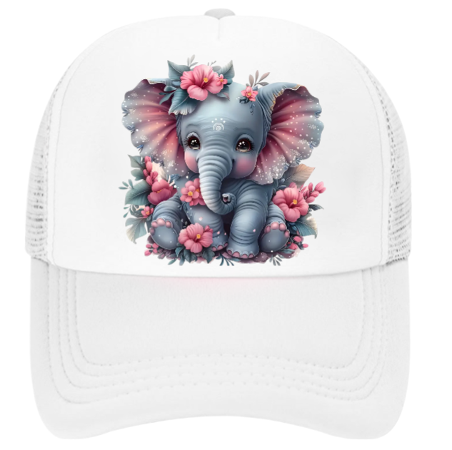 Anime Elephant Adjustable Snapback Trucker Hat Cute Elephant Colorful Funny Hat