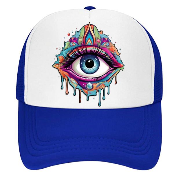 Third Eye Hat Adjustable Snapback Trucker Hat Dimensional Multicolored Third Eye