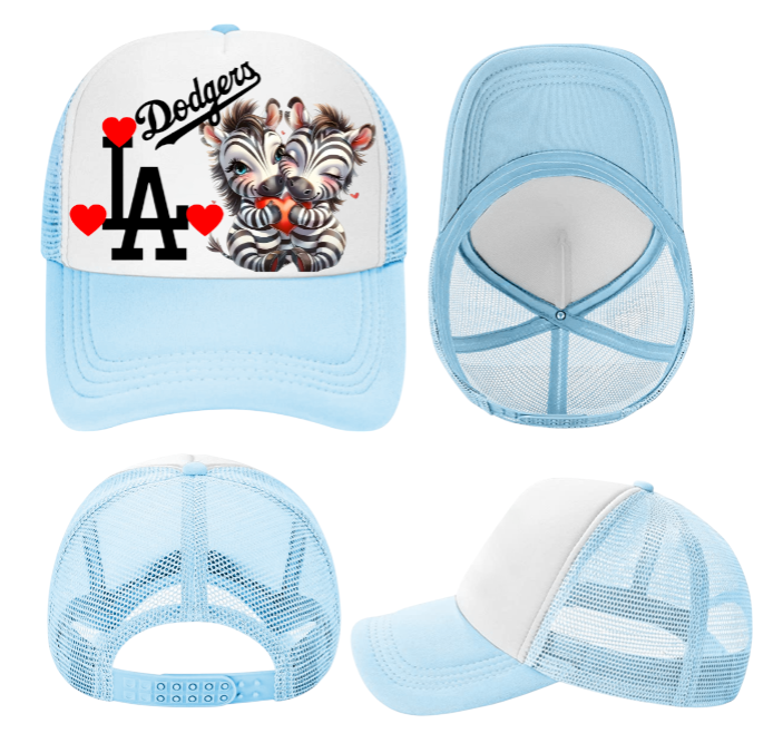Dodgers Baseball Hat Adjustable Snapback Trucker Hat Anime Zebra Hat Love Hearts