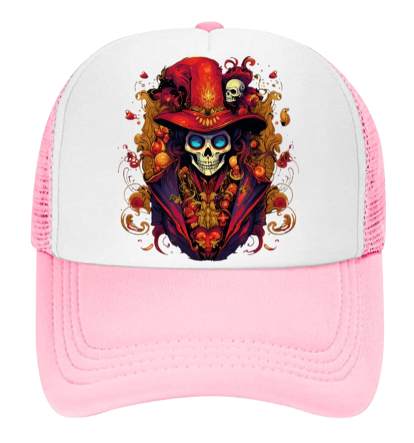 Skull Baseball Hat Colorful Dressed Trucker Hat Adjustable Snapback Unisex Hat