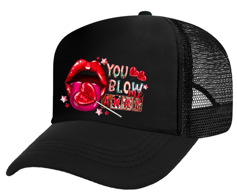 Valentines Hat Adjustable Trucker Hat Snapback Funny Lip Hat Lollipop Candy Gift